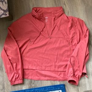 Girlfriend Collective Hummingbird Half-zip Windbreaker, Coral Red, 3XL